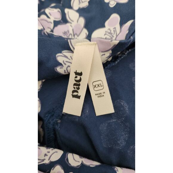 Pact Fit & Flare Dress Shoreline Floral Organic Cotton Jersey Knit Tie Back XXL - Picture 6 of 7